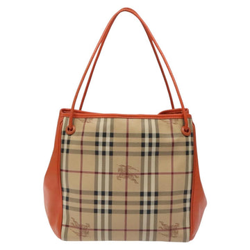 BURBERRY Nova Check Tote Bag PVC Leather Beige Orange gold Auth BD121 - 0
