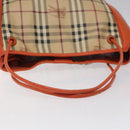 BURBERRY Nova Check Tote Bag PVC Leather Beige Orange gold Auth BD121-7
