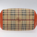 BURBERRY Nova Check Tote Bag PVC Leather Beige Orange gold Auth BD121-5