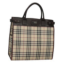 BURBERRY Nova Check Hand Bag Nylon Beige Silver Auth BD1216-1