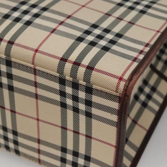 BURBERRY Nova Check Hand Bag Nylon Beige Silver Auth BD1216