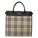 BURBERRY Nova Check Hand Bag Nylon Beige Silver Auth BD1216-13