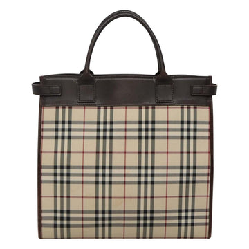 BURBERRY Nova Check Hand Bag Nylon Beige Silver Auth BD1216 - 0