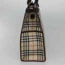 BURBERRY Nova Check Hand Bag Nylon Beige Silver Auth BD1216-3