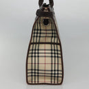BURBERRY Nova Check Hand Bag Nylon Beige Silver Auth BD1216-4