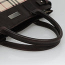 BURBERRY Nova Check Hand Bag Nylon Beige Silver Auth BD1216-7