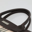 BURBERRY Nova Check Hand Bag Nylon Beige Silver Auth BD1216-8