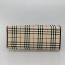 BURBERRY Nova Check Hand Bag Nylon Beige Silver Auth BD1216-5
