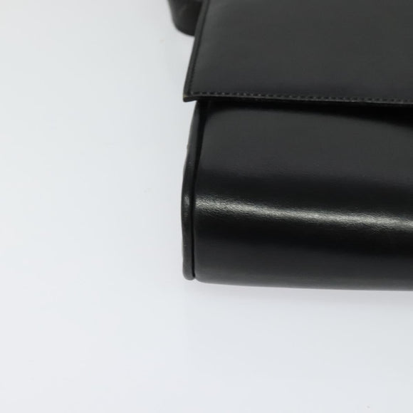 CELINE Shoulder Bag Leather Black Auth BD1219