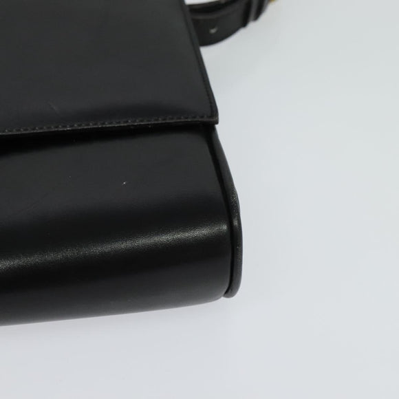 CELINE Shoulder Bag Leather Black Auth BD1219