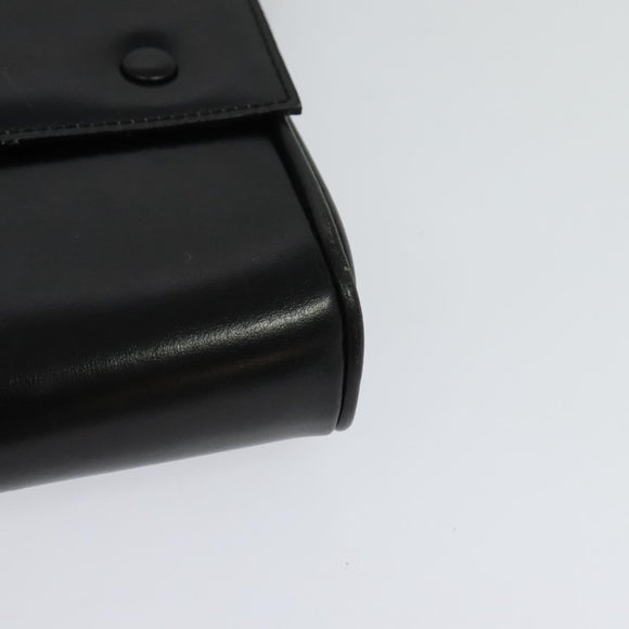 CELINE Shoulder Bag Leather Black Auth BD1219