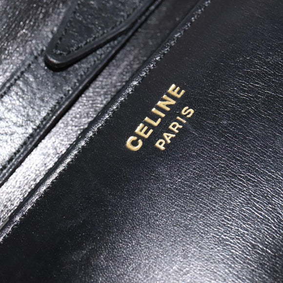 CELINE Shoulder Bag Leather Black Auth BD1219