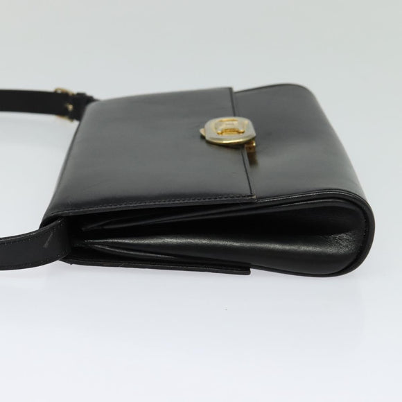 CELINE Shoulder Bag Leather Black Auth BD1219