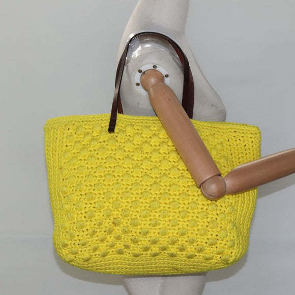 FENDI Shoulder Bag Wool Yellow Auth BD1221