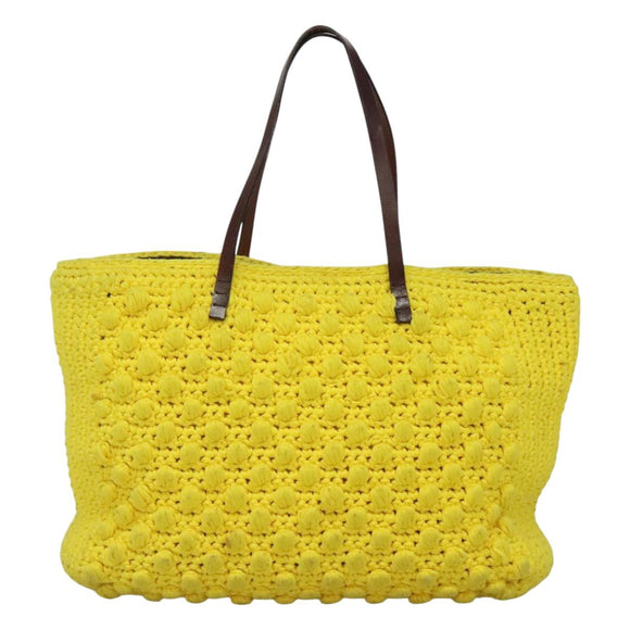 FENDI Shoulder Bag Wool Yellow Auth BD1221