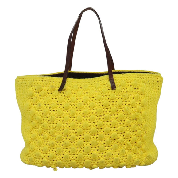 FENDI Shoulder Bag Wool Yellow Auth BD1221