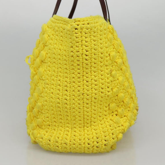 FENDI Shoulder Bag Wool Yellow Auth BD1221