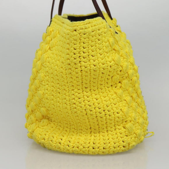 FENDI Shoulder Bag Wool Yellow Auth BD1221