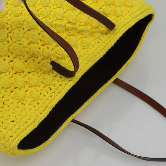 FENDI Shoulder Bag Wool Yellow Auth BD1221