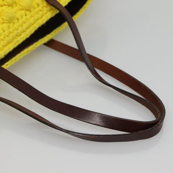 FENDI Shoulder Bag Wool Yellow Auth BD1221