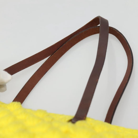 FENDI Shoulder Bag Wool Yellow Auth BD1221