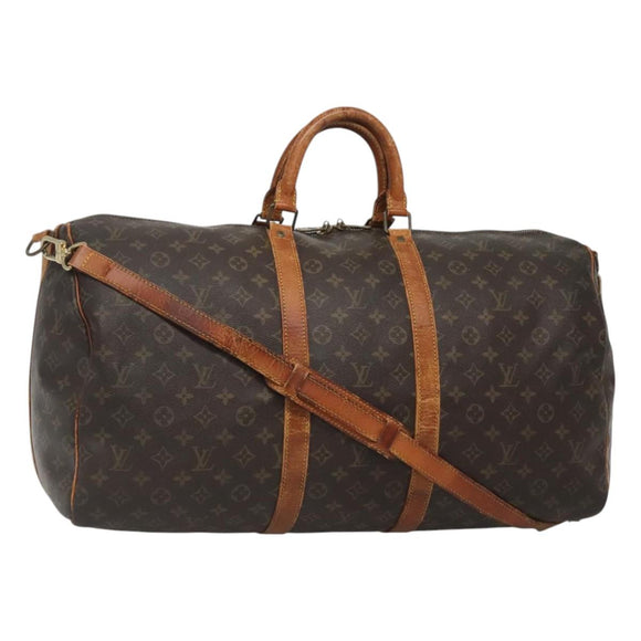 LOUIS VUITTON Monogram Keepall Bandouliere 55 Boston Bag M41414 LV Auth BD1228