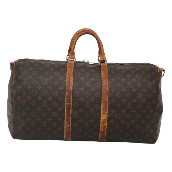 LOUIS VUITTON Monogram Keepall Bandouliere 55 Boston Bag M41414 LV Auth BD1228