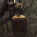 PRADA Hand Bag Nylon 2way Khaki Gold Auth BD1244-18