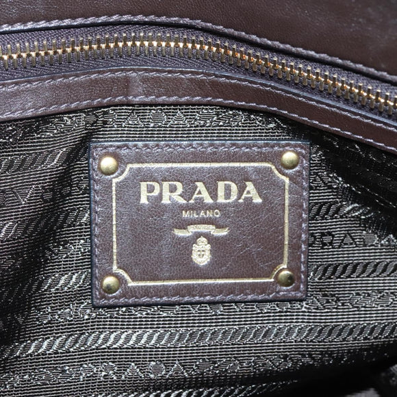 PRADA Hand Bag Nylon 2way Khaki Gold Auth BD1244