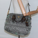 PRADA Hand Bag Nylon 2way Khaki Gold Auth BD1244-25