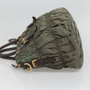 PRADA Hand Bag Nylon 2way Khaki Gold Auth BD1244-3
