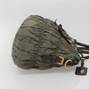 PRADA Hand Bag Nylon 2way Khaki Gold Auth BD1244-4