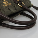 PRADA Hand Bag Nylon 2way Khaki Gold Auth BD1244-7