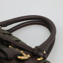 PRADA Hand Bag Nylon 2way Khaki Gold Auth BD1244-8