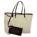 FENDI Zucca Canvas Tote Bag White Silver Auth BD1245-1