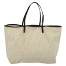 FENDI Zucca Canvas Tote Bag White Silver Auth BD1245-2