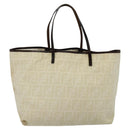 FENDI Zucca Canvas Tote Bag White Silver Auth BD1245-3
