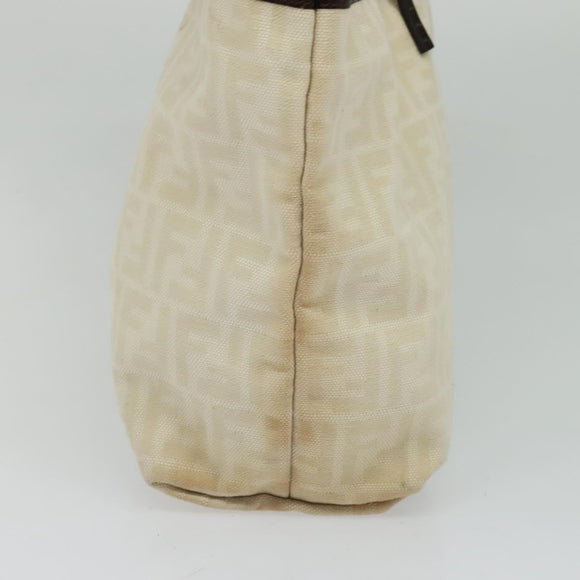 FENDI Zucca Canvas Tote Bag White Silver Auth BD1245