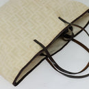 FENDI Zucca Canvas Tote Bag White Silver Auth BD1245-6