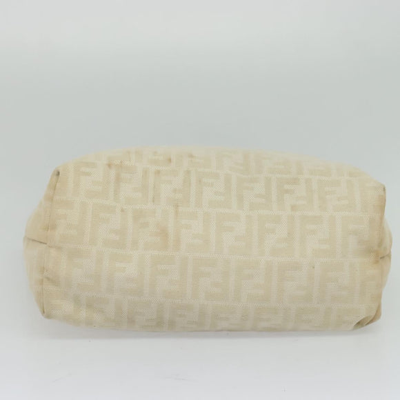 FENDI Zucca Canvas Tote Bag White Silver Auth BD1245