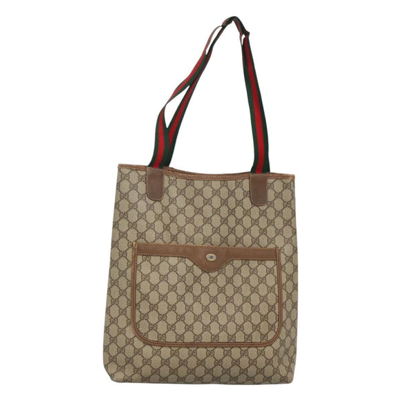 GUCCI GG Supreme Web Sherry Line Bag PVC Beige Green Red 39 02 003 Auth BD1278