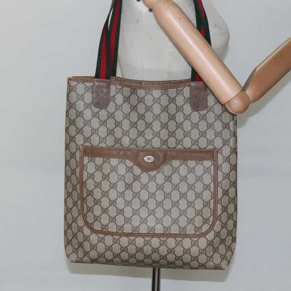 GUCCI GG Supreme Web Sherry Line Bag PVC Beige Green Red 39 02 003 Auth BD1278