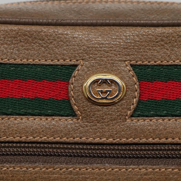 GUCCI GG Supreme Web Sherry Line Bag PVC Beige Gold 56 02 087 Auth BD1279