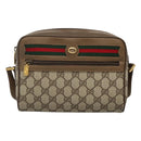 GUCCI GG Supreme Web Sherry Line Bag PVC Beige Gold 56 02 087 Auth BD1279-2
