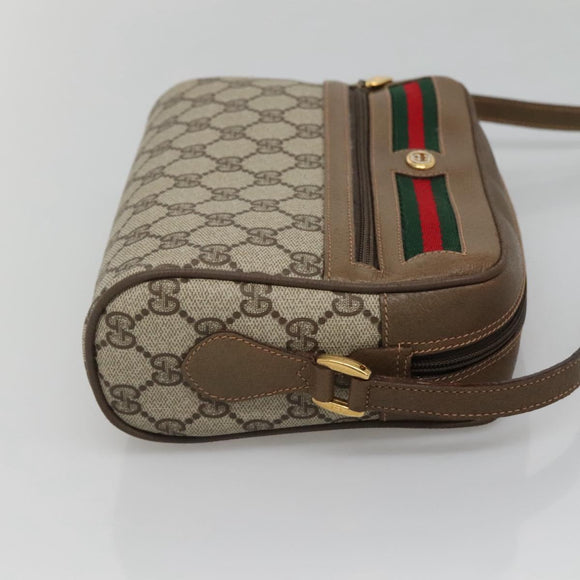 GUCCI GG Supreme Web Sherry Line Bag PVC Beige Gold 56 02 087 Auth BD1279