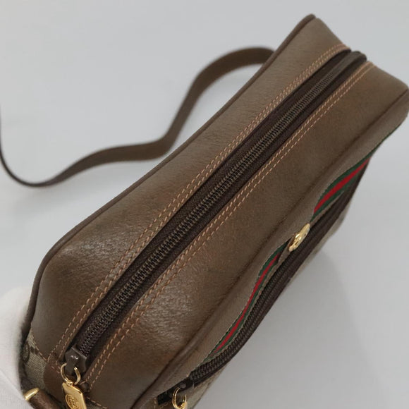 GUCCI GG Supreme Web Sherry Line Bag PVC Beige Gold 56 02 087 Auth BD1279