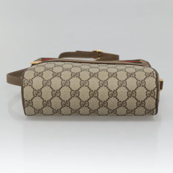 GUCCI GG Supreme Web Sherry Line Bag PVC Beige Gold 56 02 087 Auth BD1279