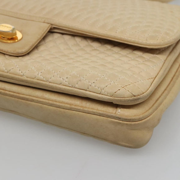 BALLY Shoulder Bag Leather Beige Auth BD1284