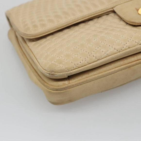 BALLY Shoulder Bag Leather Beige Auth BD1284