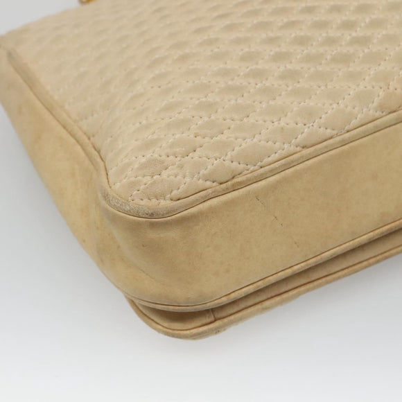 BALLY Shoulder Bag Leather Beige Auth BD1284